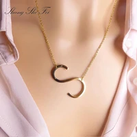 stainless steel a z letter necklaces big letter initial necklace gold statement layeringnecklace collier 018