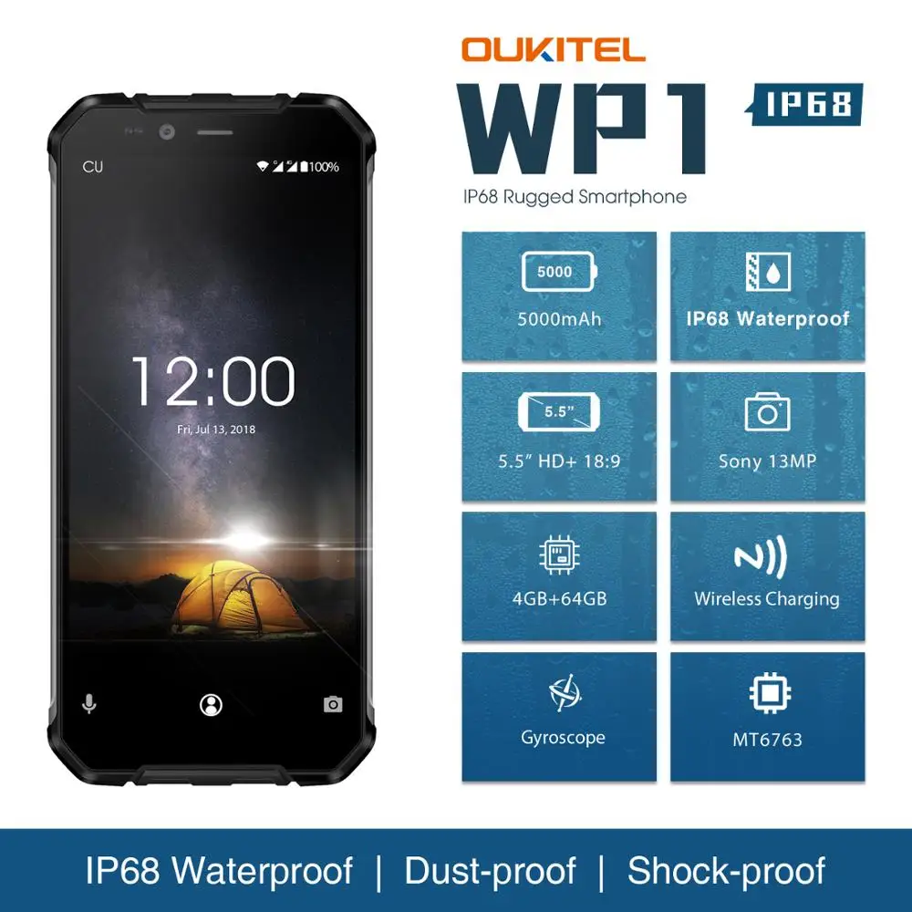 OUKITEL WP1 5 дюймов Android 8 1 смартфон прочный IP68 водонепроницаемый мобильный телефон