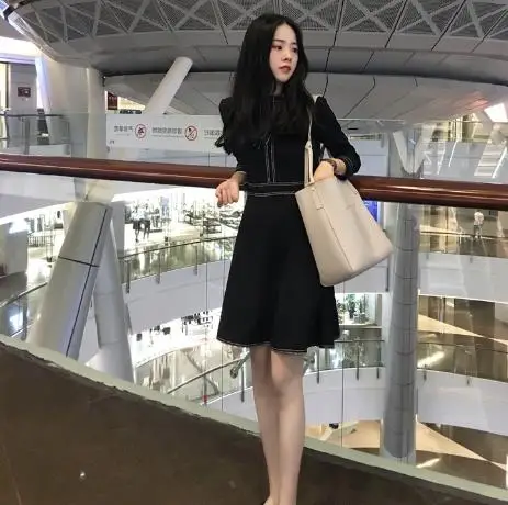 Clobee 2020 черное платье трапециевидной формы женское Винтаж элегантный длинный