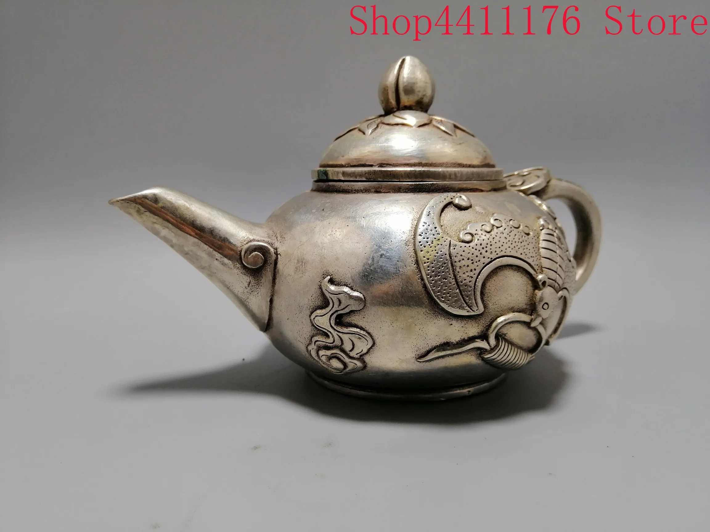 Редкая летучая мышь белый медный посеребренный чайник с винным горшком японская