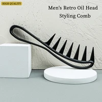 mens handle oil head comb large teeth tangled curly hair comb retro style beard oil comb hairdressing tool wide tooth comb
