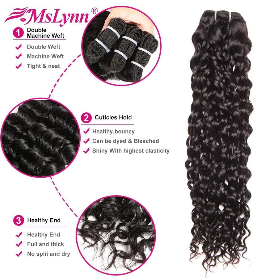 Волнистые пучки воды с фронтальным перуанским пучком волос закрытием