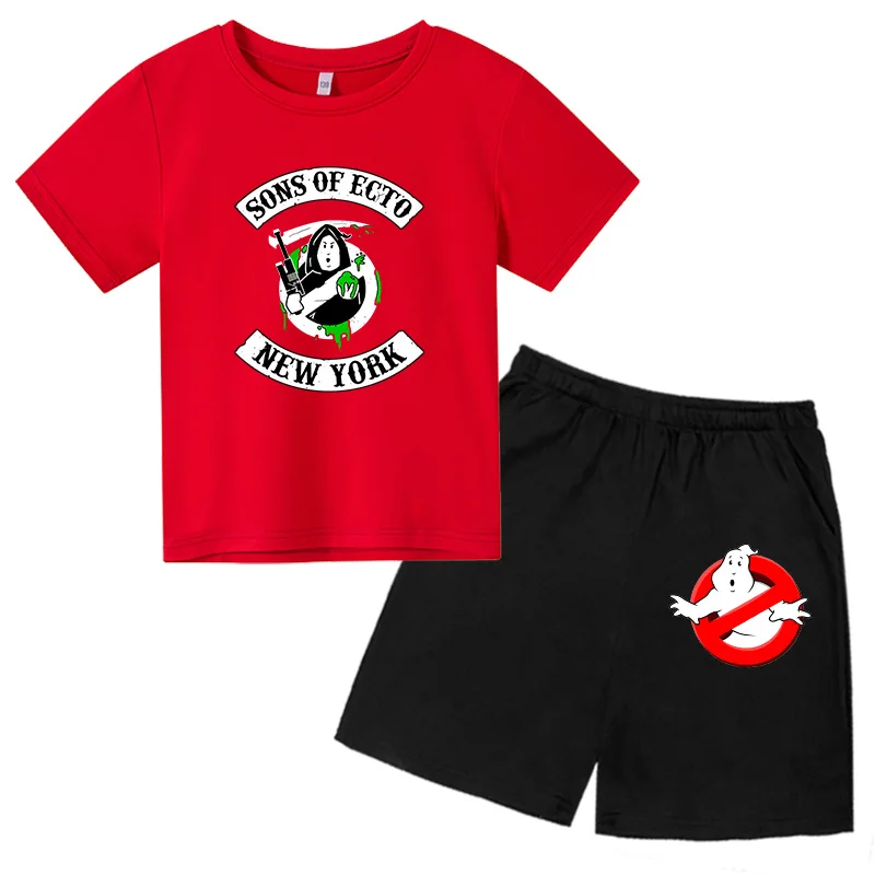 

Summer Children's T-Shirt + Shorts Set Boys And Girls 3-12 Years Old (Ghostbusters) Game Graphics Cotton Comfortable Fabric