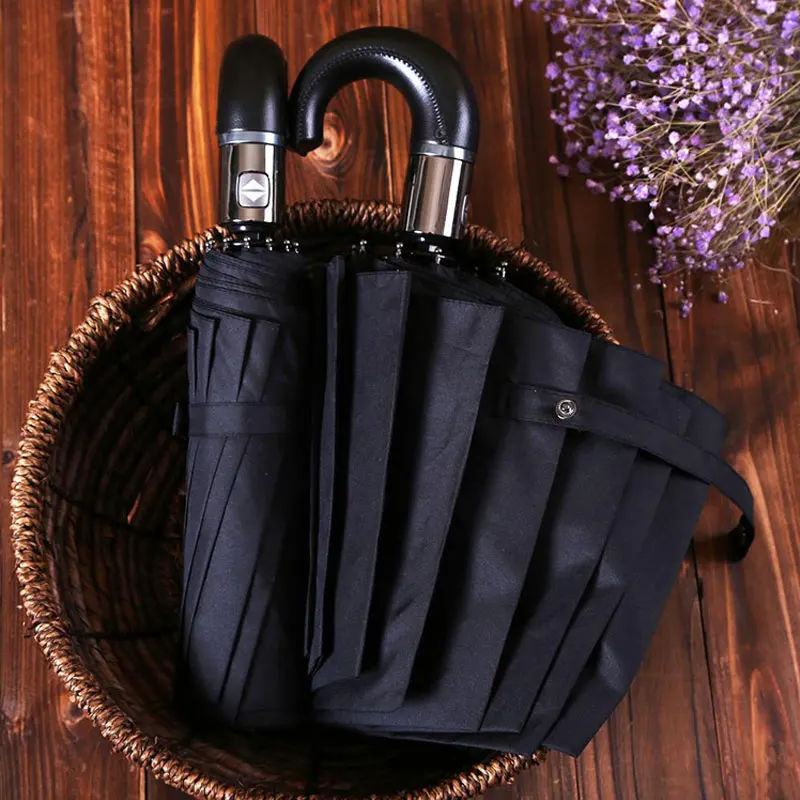 Классический английский Стиль зонтик Для мужчин Автоматическая 3 складной зонт