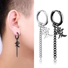 Серьги-кольца SOHOT унисекс из титана и нержавеющей стали, с надписью любовь, черного цвета, хип-хоп, шикарная цепочка с кисточками, для мужчин, для вечеринок, новинка, панк