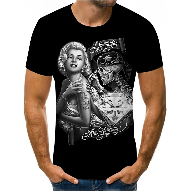 

2021 Skull Spitfire Men's T-shirt Men's Horror 3DT Shirt Summer Fashion Top Round Neck Shirt Boy Clothing Size Size Clothing