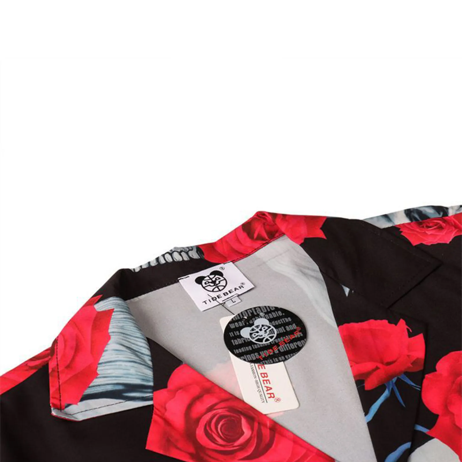 Мужская пляжная рубашка с отложным воротником цветочным принтом и черепом