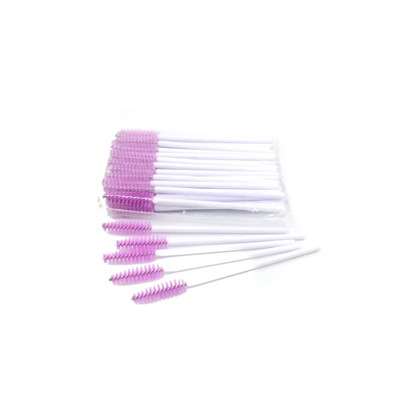 White-purple-50pcs 50 шт./лот ресницы щеточки Одноразовые Тушь для ресниц палочки Аппликатор микро ресницы щетки инструменты для макияжа наращивание ресниц тушь для ресниц - Цвет: White-purple-50pcs