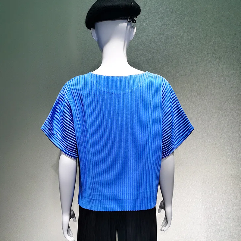LANMREM 2020 New Spring Solid Color Round Collar Short Sleeve Pleated T-shirt Women Vintage Loose Simple Popular Tops Tide PD786 | Женская