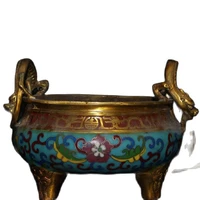 china old beijing old goods seiko pure copper cloisonne ssangyong incense burner