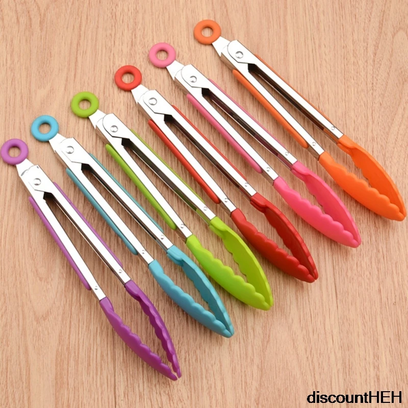 Силиконовые щипцы из нержавеющей стали 8 дюймов для приготовления пищи барбекю