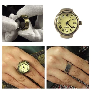 Imported Couple Vintage Ring Watch Stretch Quartz Bronze Finger Roman Numeric Watches Jewelry Unisex Clock Gi