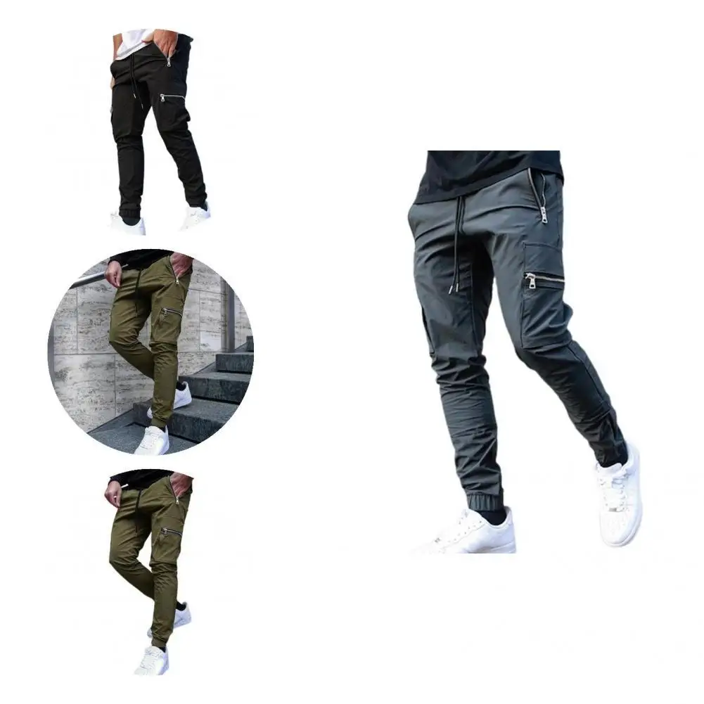 

Comfortable Trousers Multi-pockets Zipper Simple All Match Men Cargo Pants