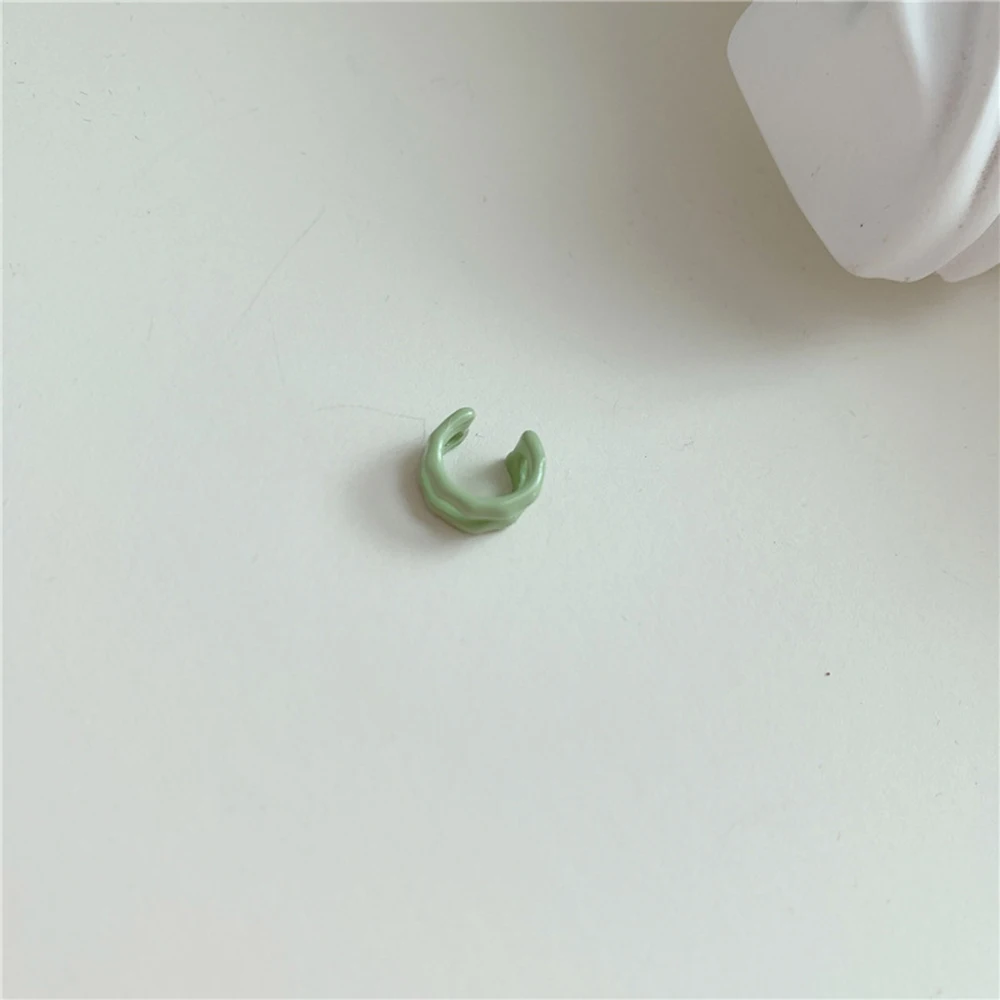 

2021 Korea Candy Color Drip Glaze Geometric Round Ear Cuff Stackable Ear Clip Earrings for Women Wedding Jewelry