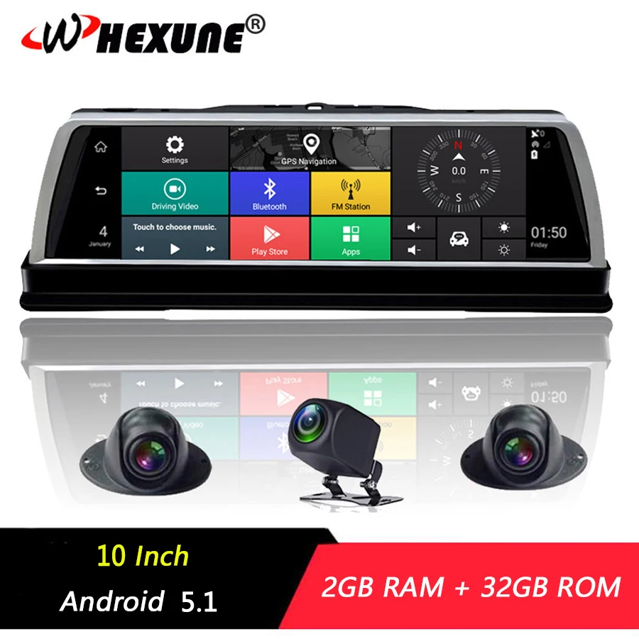 Видеорегистратор WHEXUNE на Android 10 дюймов 4 канала GPS wi fi Full HD 1080P|Видеорегистраторы| |