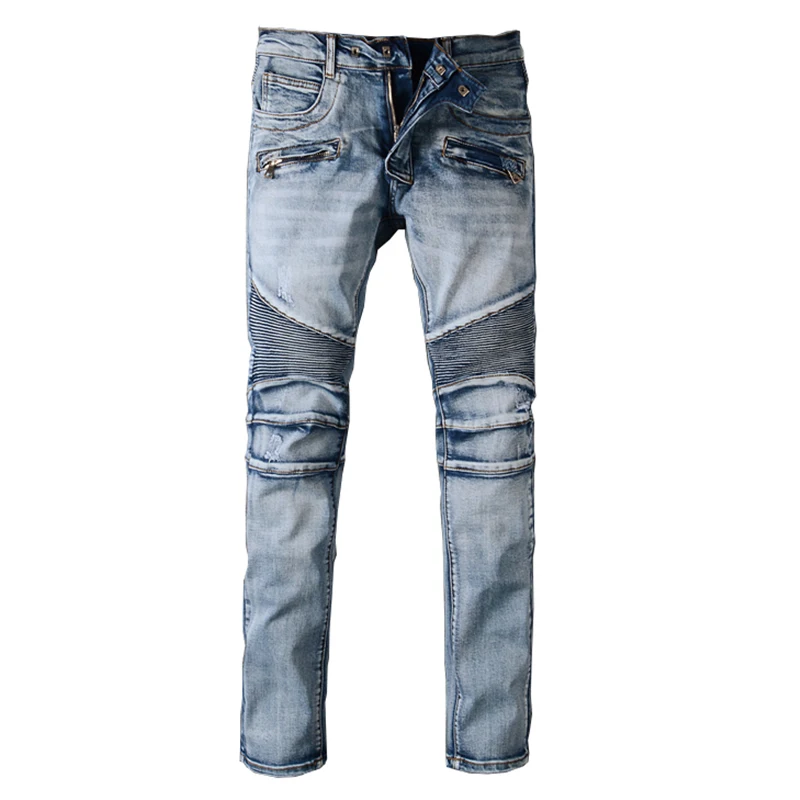 Мужские зауженные джинсы Sokotoo классические синие байкерские повседневные