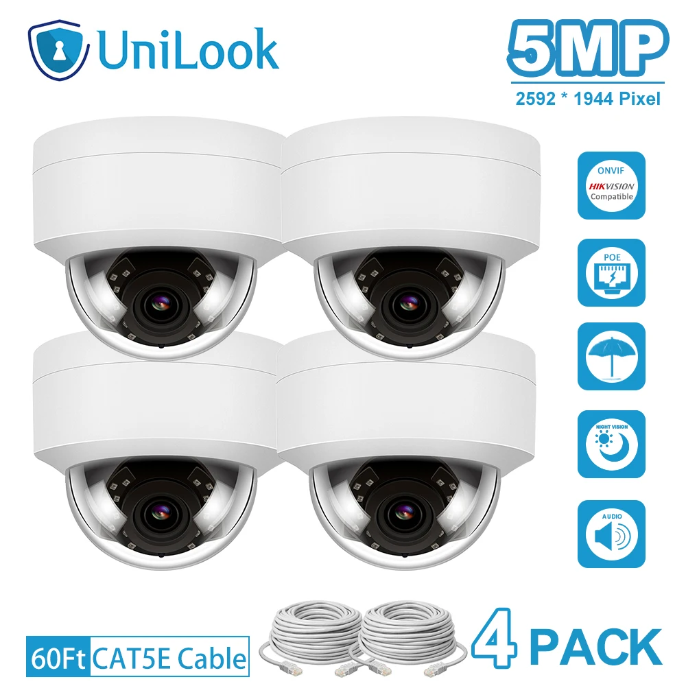 Ip-камера UniLook 5MP HD POE 4 шт. в посылка наружная камера безопасности встроенный