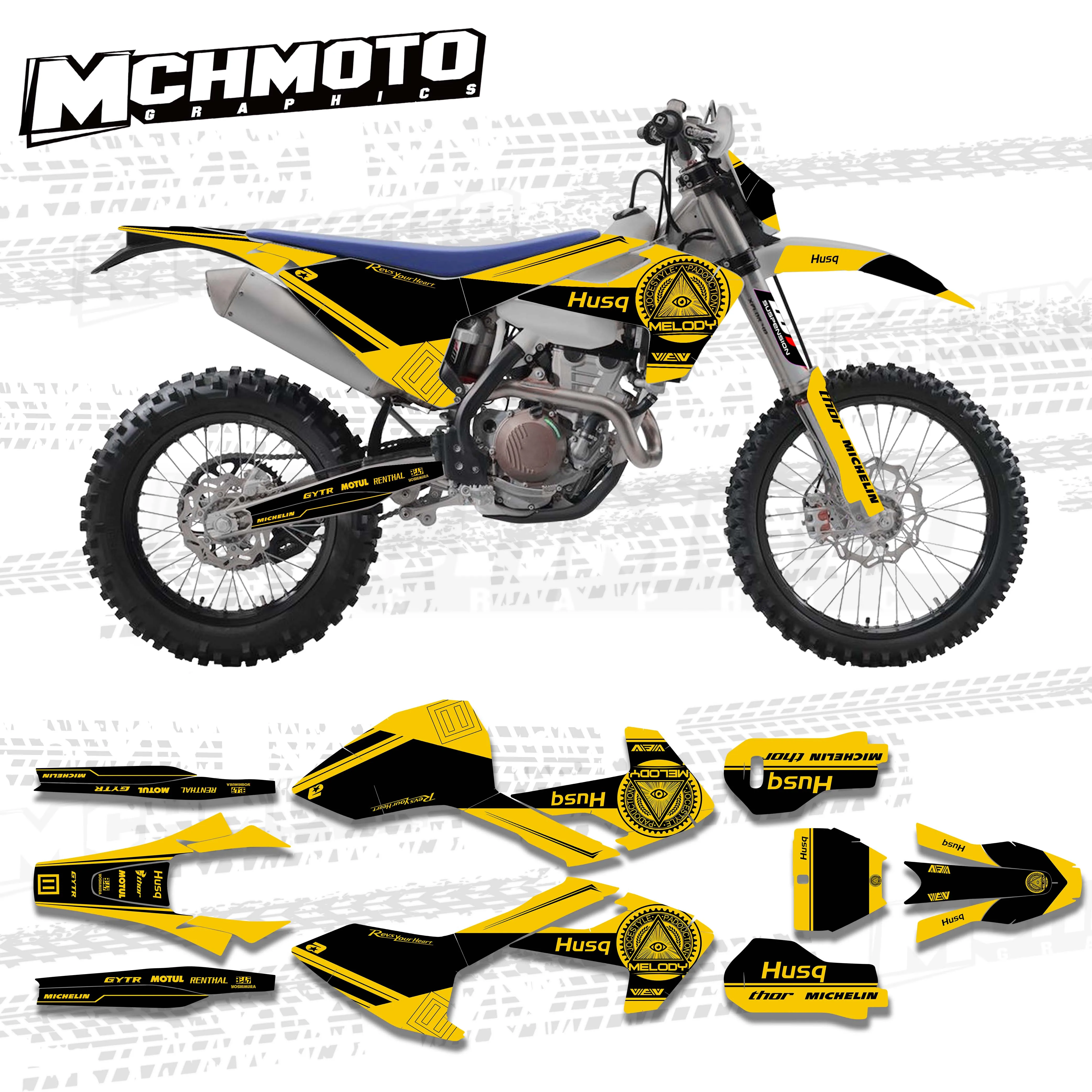 MCHMFG-Kit de calcomanías y pegatinas gráficas para Equipo de Motocicleta, decoración para Husqvarna TE FE TX 2017 - 2019 TC FC TX 2016 2018 125 150 200 35