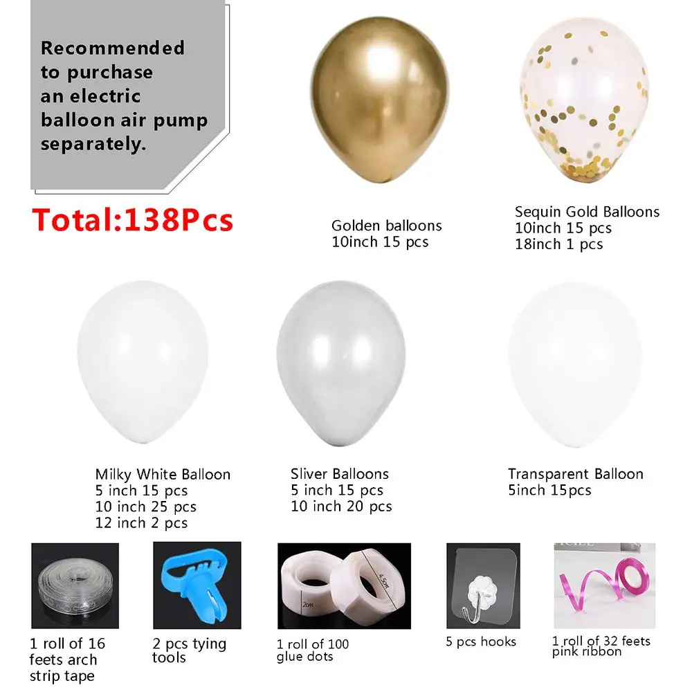 

138Pcs/set Balloons for Baby Shower, Wedding, Birthday, Graduation, Anniversary Organic Party Party Balloons Decoration Set