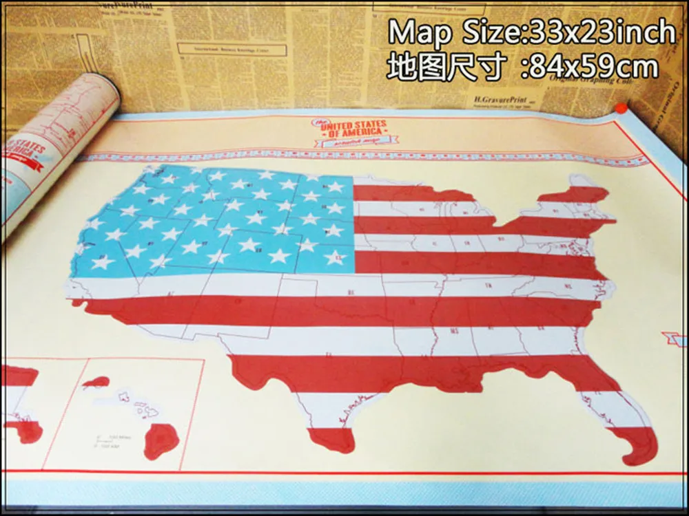 Office Supplies USA Scratch Map Of American Country Packed in Card Tube off Travel Vacation Traveler Log Gift | Дом и сад