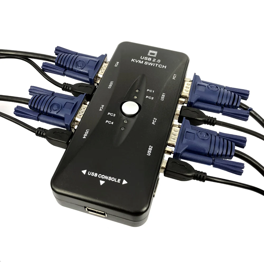 4 Ports Selector USB KVM Switch USB2.0 VGA/SVGA PC Sharing Monitor Box Splitter 1920 x1440 host 1 Keyboard Mouse | Электроника