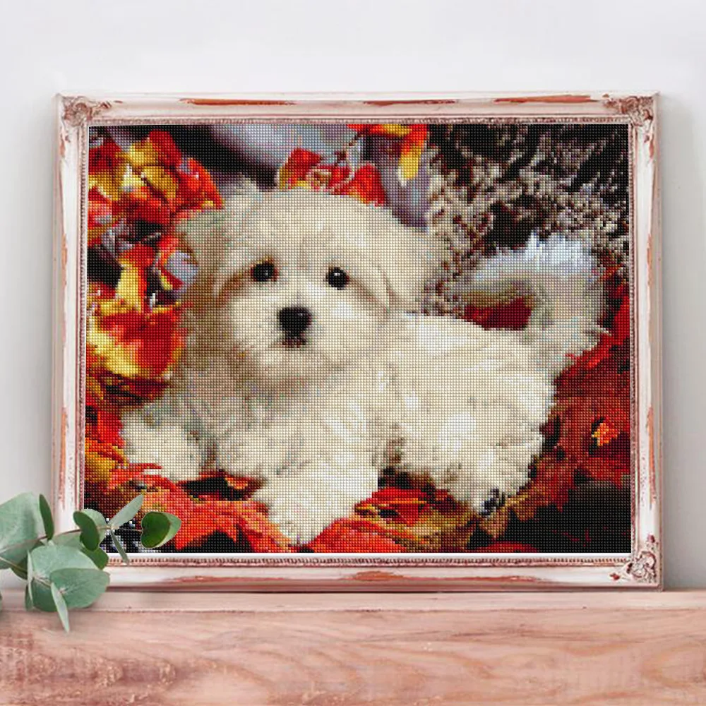 

CraftArtGo 5D DIY Diamond Embroidery Lovely dog Full Square Round Rhinestone Mosaic Painting Cross Stitch Flowers Diamond Kit