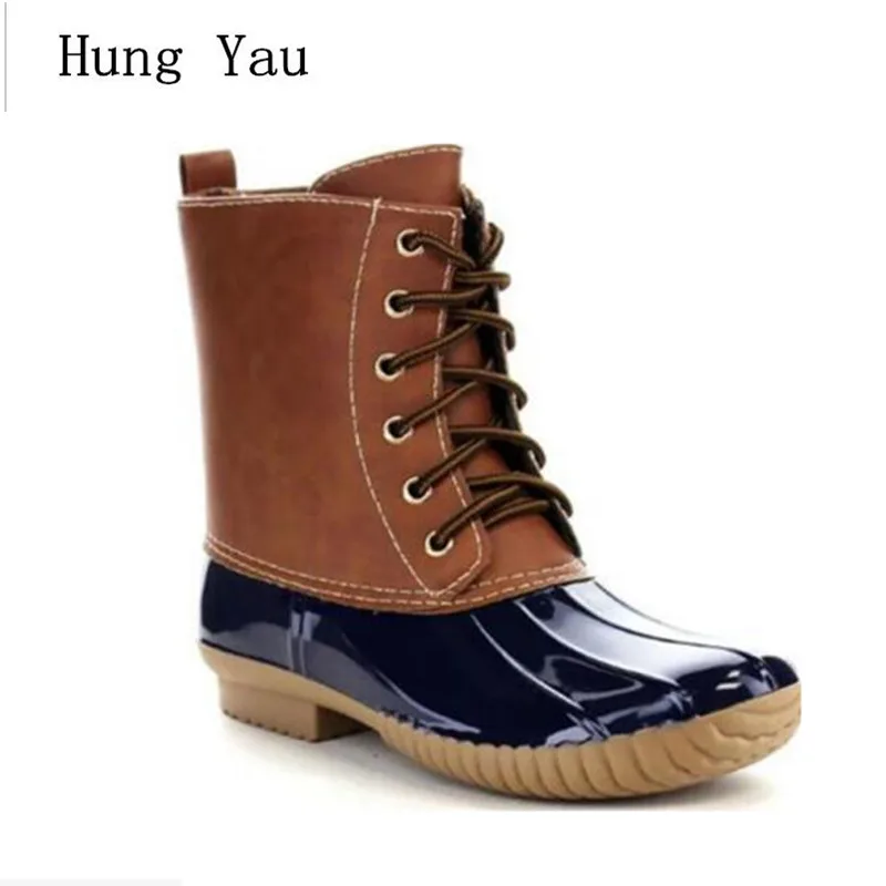 Женские ботинки на шнуровке водонепроницаемые ботильоны с леопардовым принтом