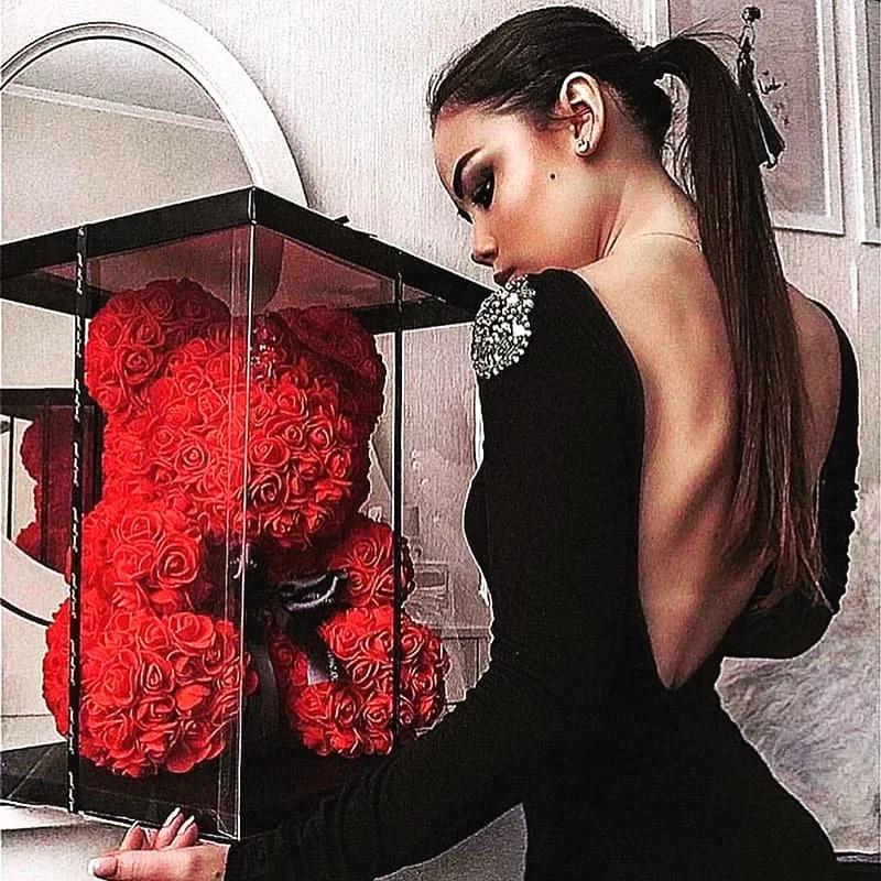 Прямая поставка 25/40 см плюшевый розовый медведь искусственные цветы для женщин