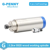 3 2kw er20 water cooled spindle 4 pcs bearings 24000rpm 400hz diameter100mm engraving spindle for woodworking machine