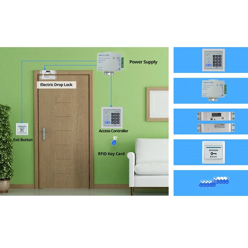 RFID Клавиатура система контроля допуска к двери комплект Электрический магнитный электронный дверной замок питание 5 шт. брелоки полный комплект двери Secur