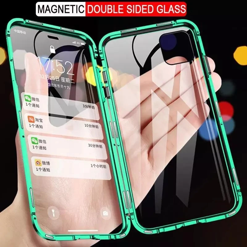 

360 Metal Magnetic Case For iPhone 12 Mini 11 12 Pro Max Cases For iPhone X XR XS MAX 7 8 6 6S Plus SE 2020 Cover Coque