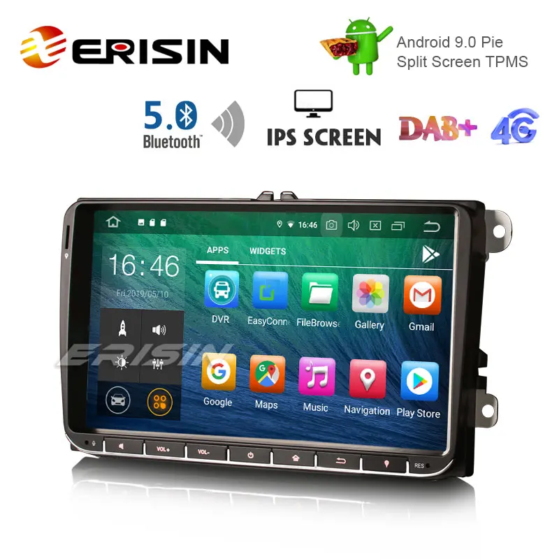 Erisin ES8028V 9 &quotDAB + Android 0 Автомобильный GPS IPS Bluetooth 5 для VW Passat Golf 5/6 Polo Tiguan Eos Caddy