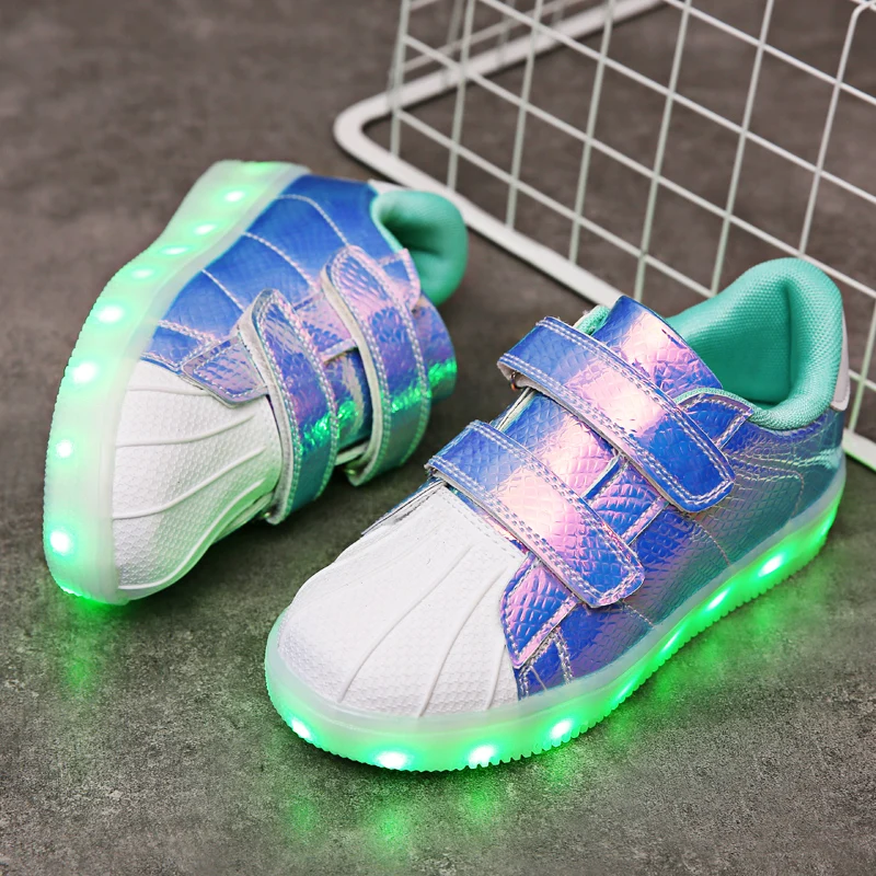 2018 White Led luminous Shoes For Boys girls Fashion Light Up Casual kids 7 Colors USB charge new sole Glowing children sneakers | Детская