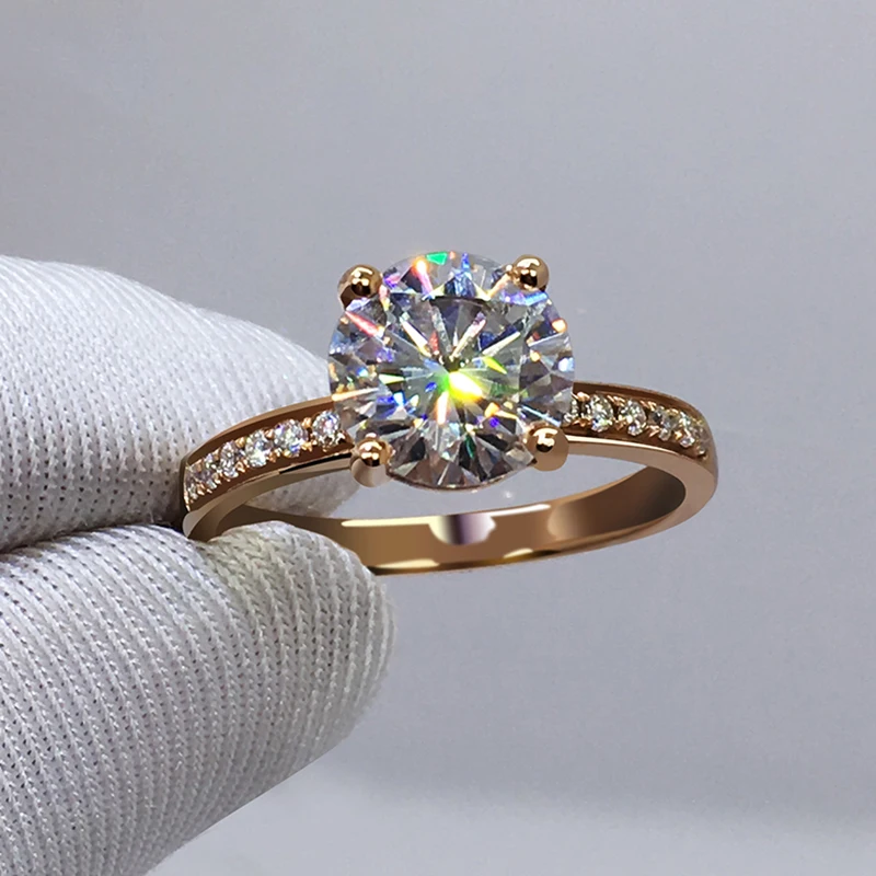 

Кольцо из розового золота 18 карат, с 4 зажимами, 1 карат, 2 карата, 3 карата