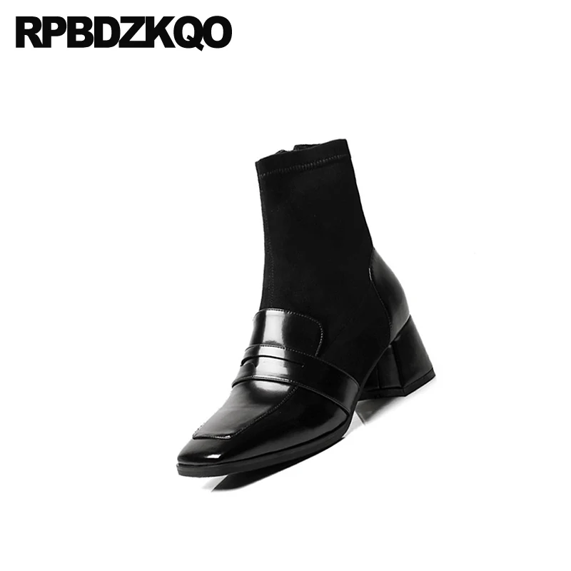 Замшевые женские короткие осенние ботинки блестящие Роскошные брендовые туфли