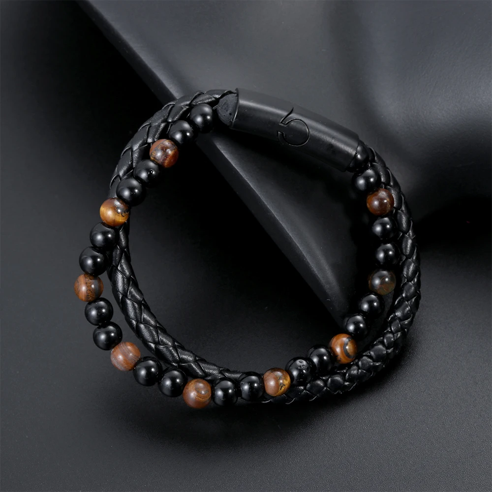 Магнитная застежка пара дистанционный Браслет тигровый глаз камень Йога браслет