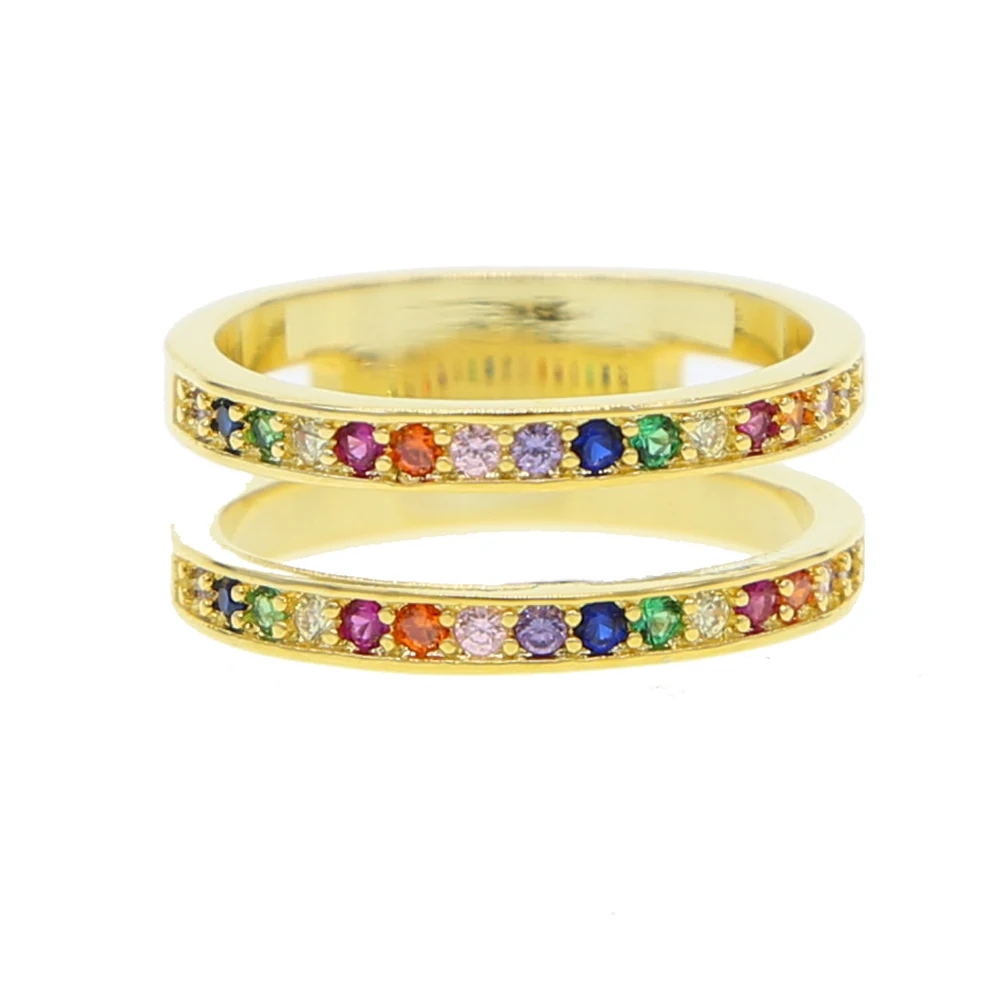 Женское кольцо с разноцветными фианитами разноцветное на палец надписью день
