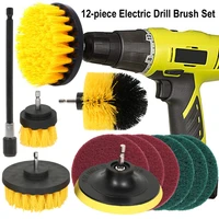 12pc electric drill brush all purpose cleaner auto tires cleaning tools for tile bathroom kitchen round plastic scrubber brushes