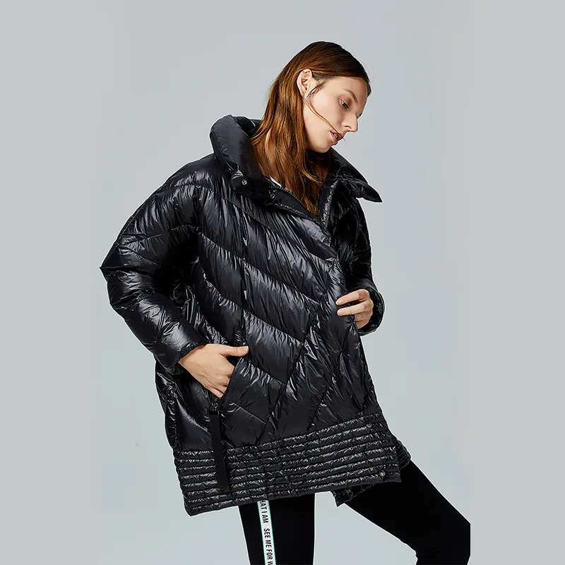 Большой размер зимний пуховик модный 2019 верхняя одежда для женщин белый утиный