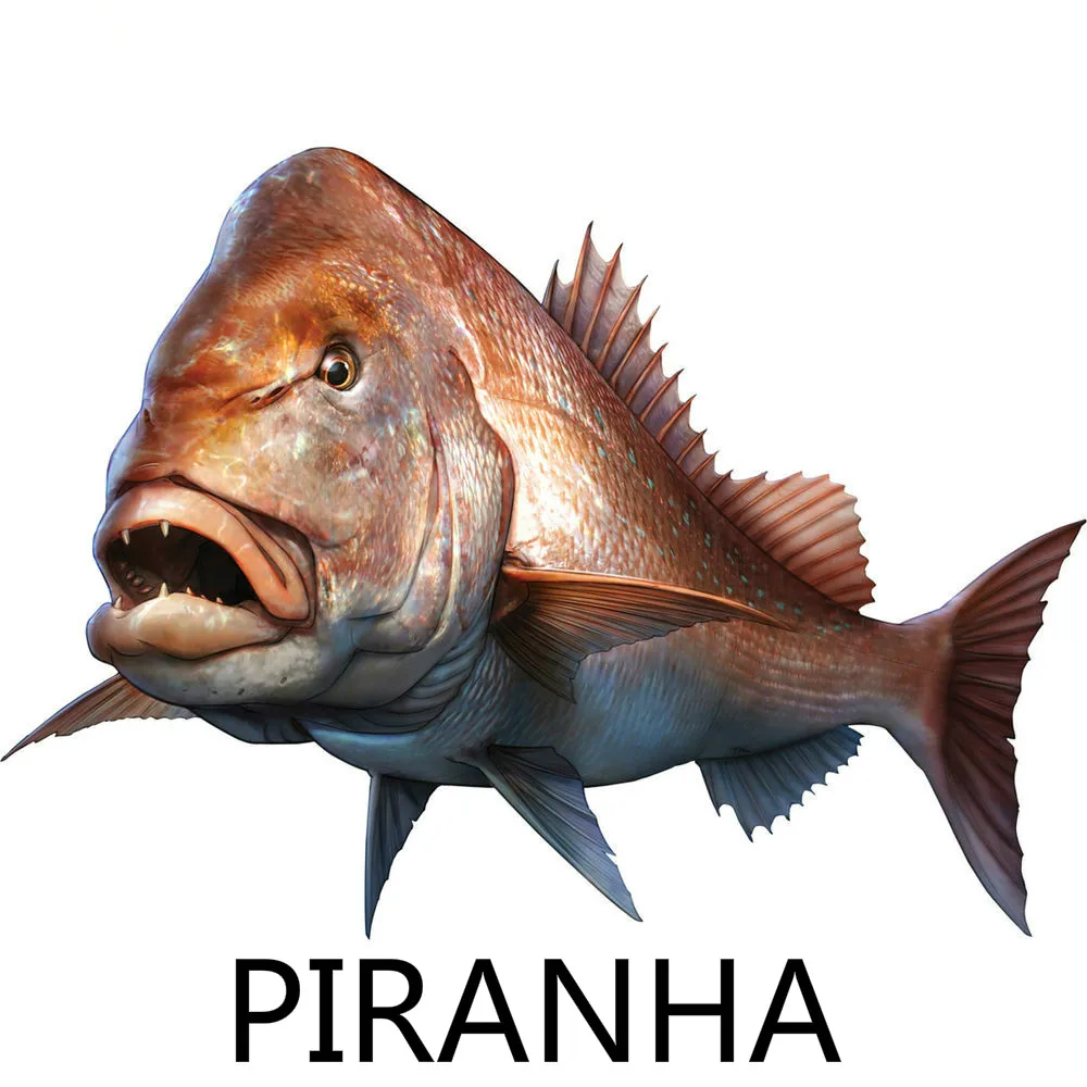 

Fashion KK Car Sticker Large Piranha Cover Scratches Fishing Grus Major Boat Kayak Automobiles Accessories PVC Decal,18cm*14cm