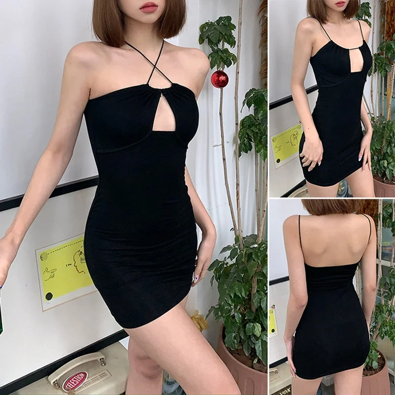 

Women's Solid Color High Waist Bag Hip Fashion Hollow Sling Dress