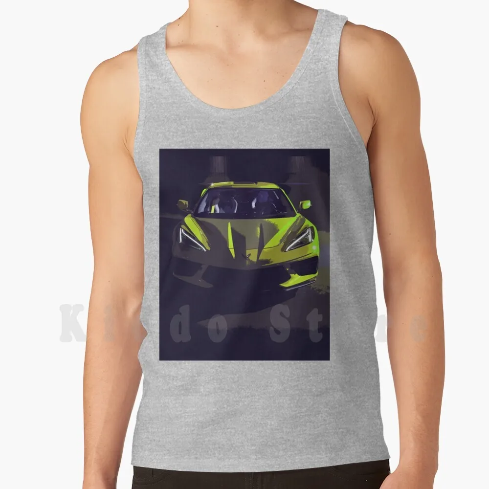 

Chevrolet Corvette C8 tank tops vest 100% Cotton Speed Thespeedart The Speed Art Cars Autos Automobile Racing Rally