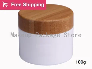 Бесплатная доставка 10 шт./Лот 100 г ПП пластиковая банка для крема с бамбуковой