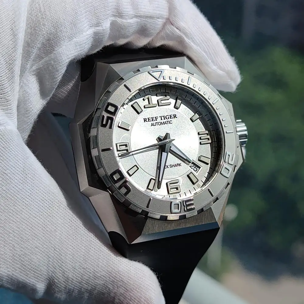 للبيع Reef Tiger/RT أفضل العلامة التجارية رجالي الرياضة الساعات الصلب التلقائي الميكانيكية مقاوم للماء ساعة التاريخ Relogio Masculino RGA6903