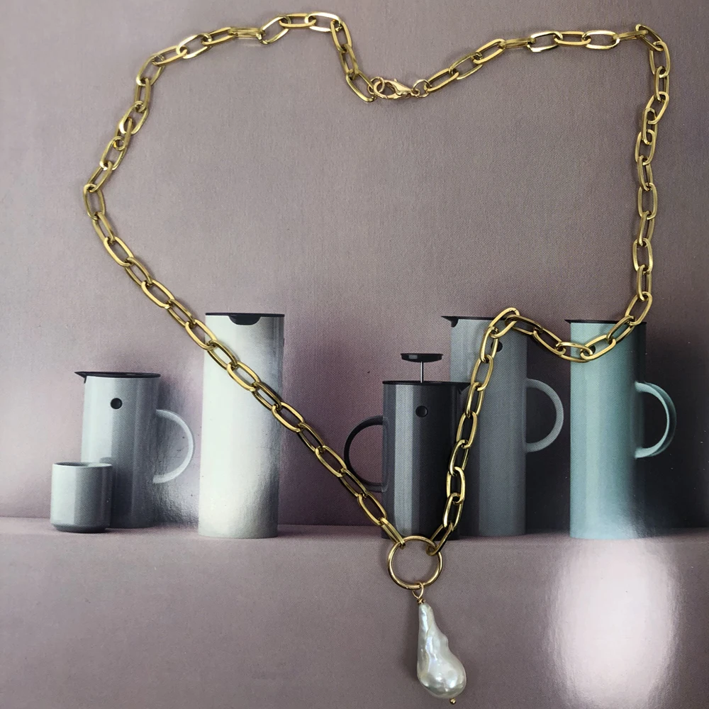 Простая прочная цепочка золотого цвета натуральный пресноводный барочный