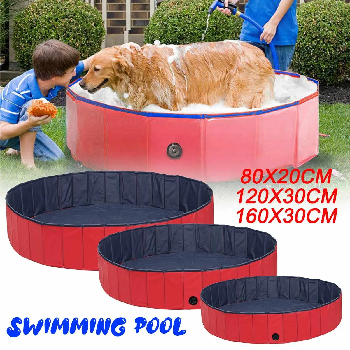 

Dog Pool Pet Bath Summer Outdoor Portable Swimming Pool For Dogs Cats Kids Bathing Tub Collapsible Bathtub for Pets & Childrens