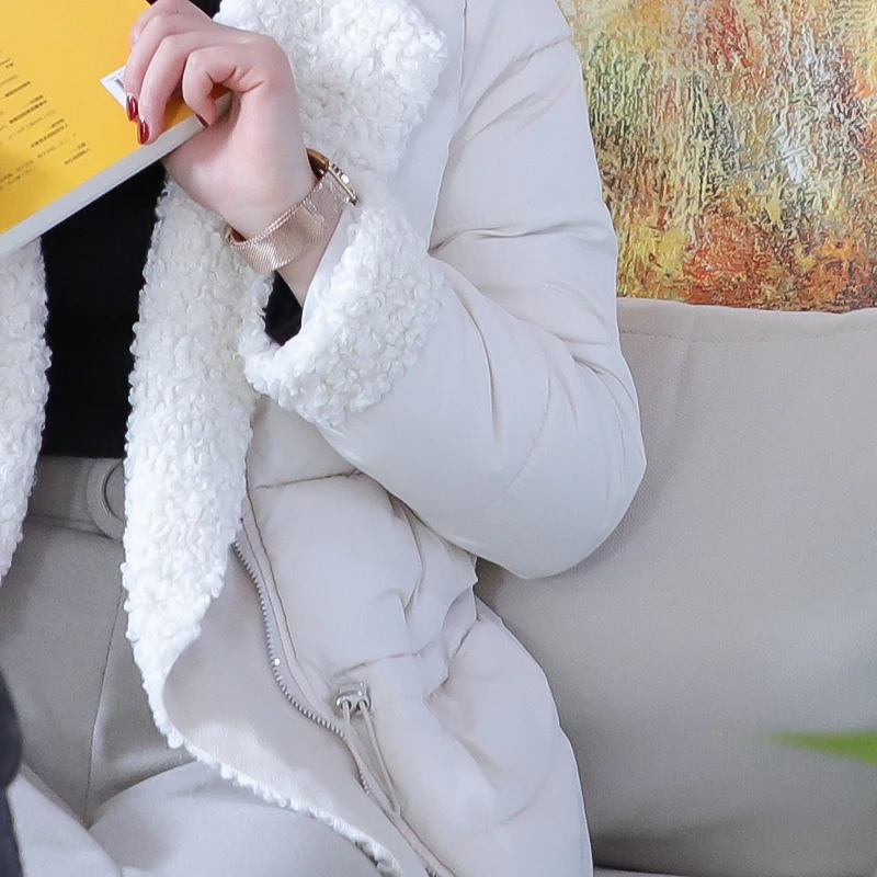 

Female Pure White Down Padded Coat New Woman Parkas Plus size Women Cotton Coats Short Warm Jacket Thick Cotton Overcoat A100