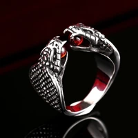 megin d silver plated red evil eyes animal snake punk vintage hip hop bague rings for women men couple friends gift jewelry goth