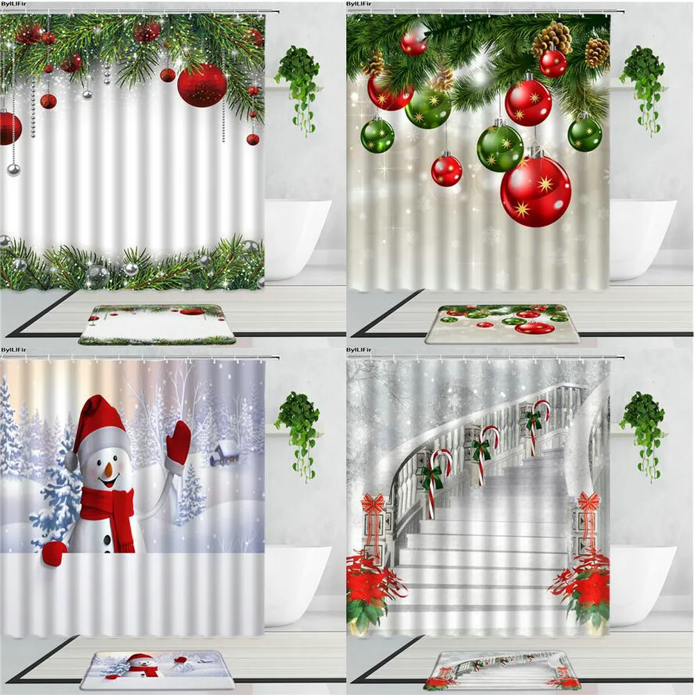 

2 шт./комплект, рождественские занавески для душа