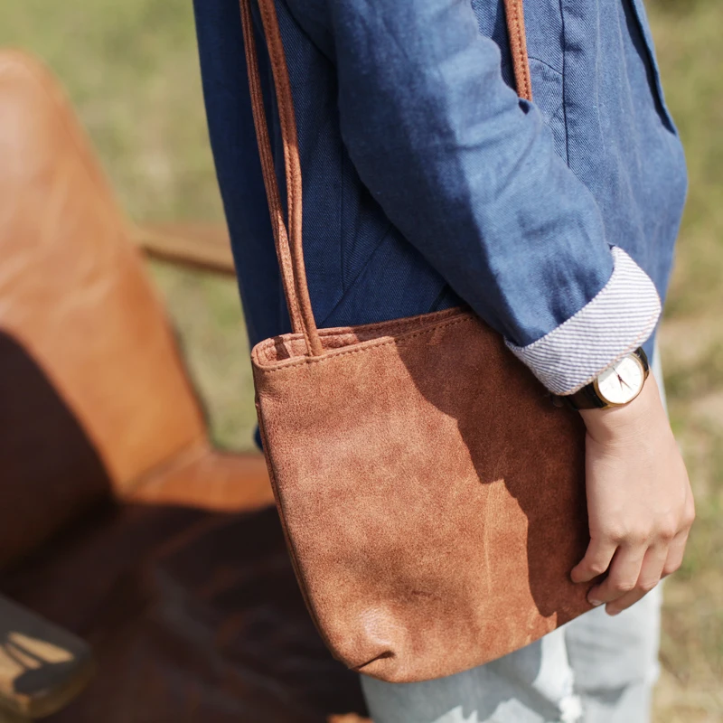 Натуральная коровья кожа оригинальная Маленькая женская сумка-мессенджер Ретро